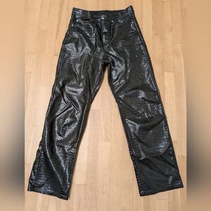BDG Black Faux Leather Crocodile-Embossed Pants size 29